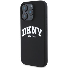 DKNY Silicone White Printed Logo MagSafe dėklas iPhone 16 Pro - juodas
