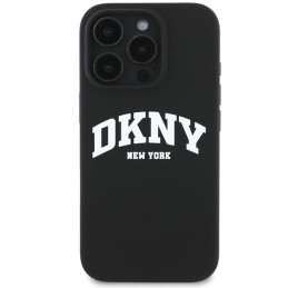 DKNY Silicone White Printed Logo MagSafe dėklas iPhone 16 Pro - juodas