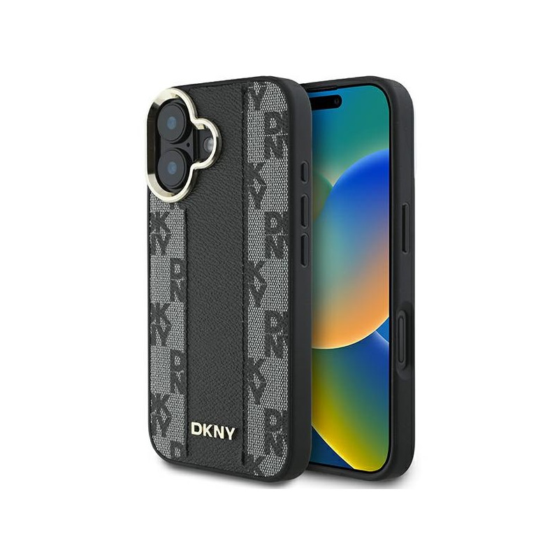 DKNY Checkered Pattern Magsafe dėklas iPhone 16 - juodas