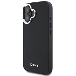 DKNY Plain Silver Logo MagSafe dėklas iPhone 16 - juodas