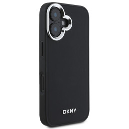 DKNY Plain Silver Logo MagSafe dėklas iPhone 16 - juodas