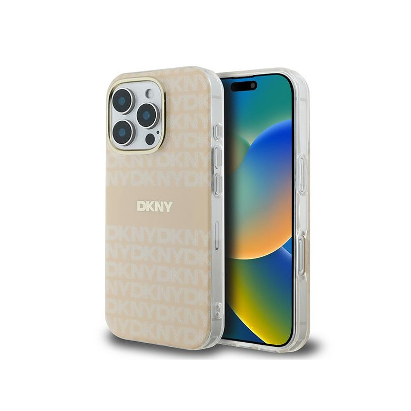 DKNY Repeat Texture Pattern With Stripe dėklas, skirtas iPhone 16 Pro Max – rožinis