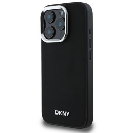 DKNY Plain Silver Logo MagSafe dėklas, skirtas iPhone 16 Pro Max - juodas