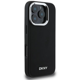 DKNY Plain Silver Logo MagSafe dėklas, skirtas iPhone 16 Pro Max - juodas