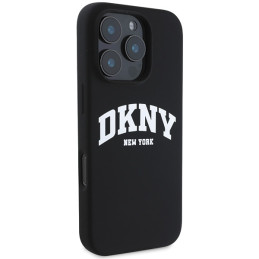 DKNY Silicone White Printed Logo MagSafe dėklas iPhone 16 Pro Max - juodas