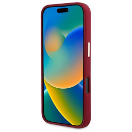 Guess Silicone Script Metal Logo dėklas iPhone 16 Pro - rožinis