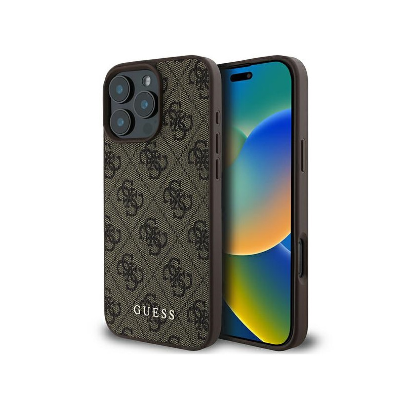 Guess 4G Classic dėklas, skirtas iPhone 16 Pro Max - rudas