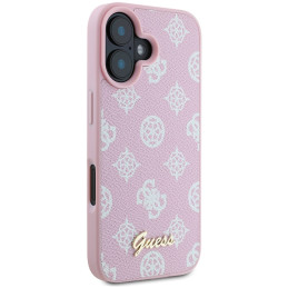 Guess Peony Script Logo MagSafe dėklas iPhone 16 Plus - rožinis