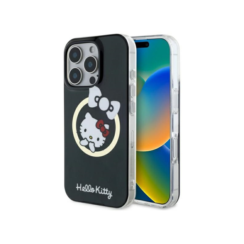 Hello Kitty IML Fun Bow Magsafe dėklas iPhone 16 Pro - juodas