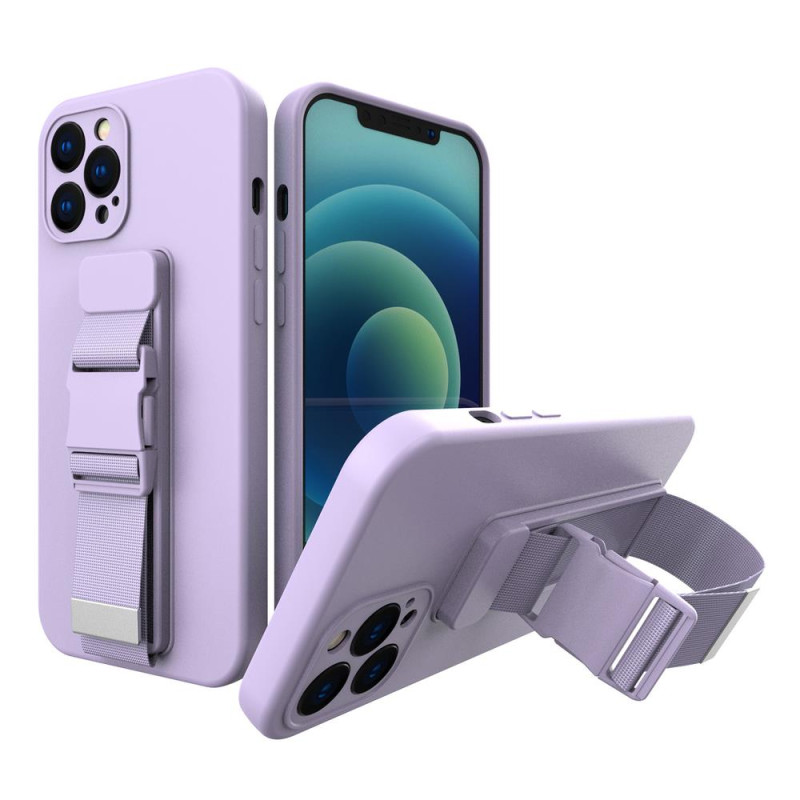 Virvės dėklas, gelio dėklas su dirželiu, grandinės rankinė, dirželis iPhone 11 Pro violetinė
