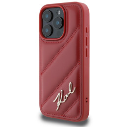 Karl Lagerfeld Quilted Signature dėklas, skirtas iPhone 16 Pro – raudonas