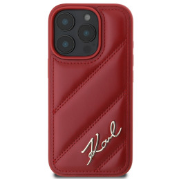 Karl Lagerfeld Quilted Signature dėklas, skirtas iPhone 16 Pro – raudonas
