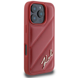 Karl Lagerfeld Quilted Signature dėklas, skirtas iPhone 16 Pro – raudonas