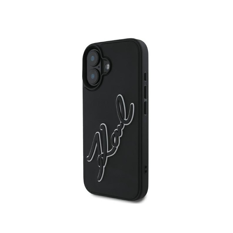 Karl Lagerfeld 3D Rubber Signature dėklas iPhone 16 - juodas