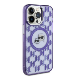 Karl Lagerfeld IML Monogram Karl & Choupette Head MagSafe dėklas, skirtas iPhone 15 Pro - violetinė