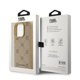 Karl Lagerfeld Magsafe Karl Head dėklas iPhone 15 Pro - smėlio spalvos