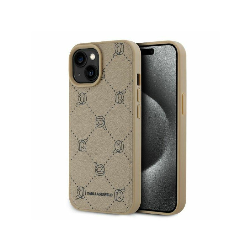 Karl Lagerfeld Magsafe Karl Head dėklas iPhone 15 - smėlio spalvos