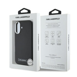 Karl Lagerfeld FW Metal Plate MagSafe dėklas iPhone 16 - juodas