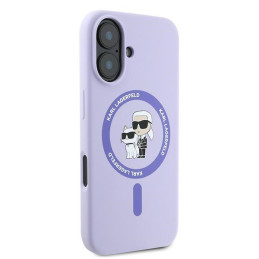 Karl Lagerfeld Silikoninis Karl&Choupette Ring MagSafe dėklas iPhone 16 - violetinis