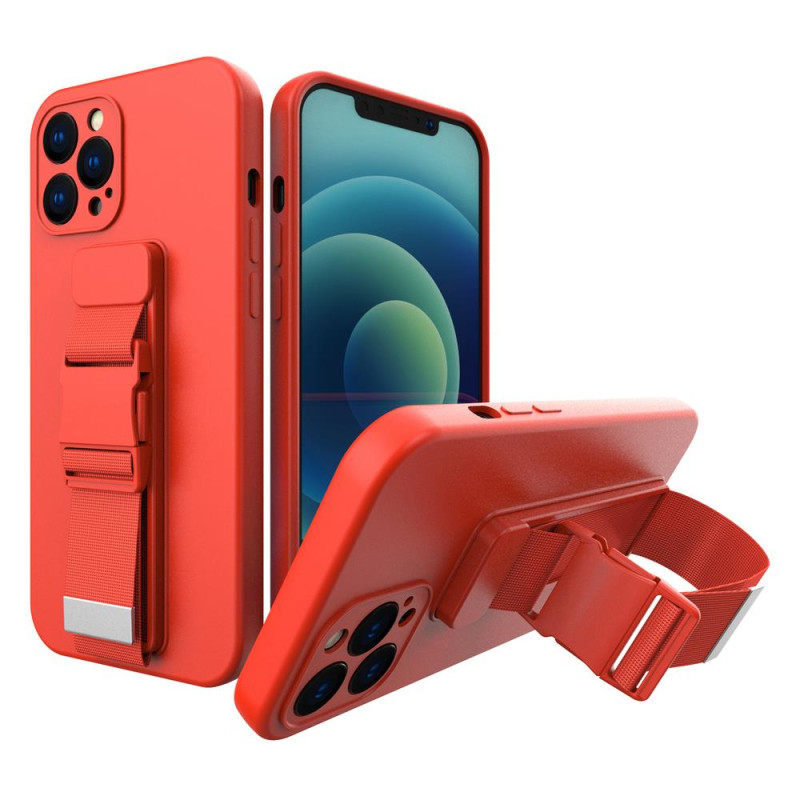 Virvės dėklas gelio dėklas su dirželiu grandinės rankinė diržas iPhone 11 Pro Max raudonas
