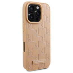 Karl Lagerfeld Hot Stamp Magsafe dėklas iPhone 16 Pro Max - smėlio spalvos