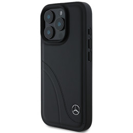Mercedes MB Curved Stitches Odinis dėklas iPhone 16 Pro - juodas