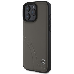 Mercedes MB Curved Stitches Odinis dėklas iPhone 16 Pro Max - rudas