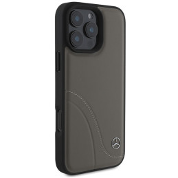 Mercedes MB Curved Stitches Odinis dėklas iPhone 16 Pro Max - rudas