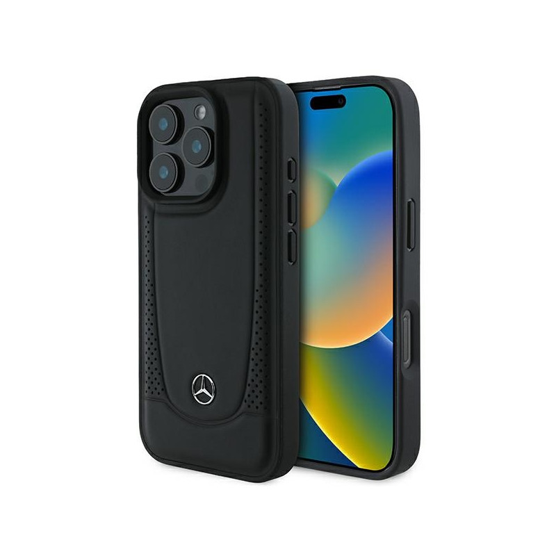 Mercedes Leather Urban dėklas iPhone 16 Pro Max - juodas