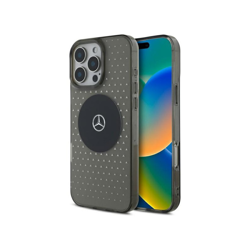 Mercedes MB Case Star Pattern dėklas skirtas iPhone 16 Pro - juodas