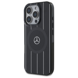 Mercedes MB Double Layer Crossed Lines MagSafe dėklas iPhone 16 Pro - juodas