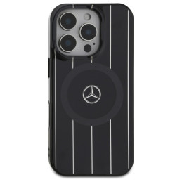 Mercedes MB Double Layer Crossed Lines MagSafe dėklas iPhone 16 Pro - juodas