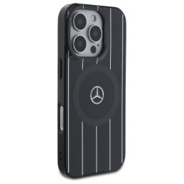 Mercedes MB Double Layer Crossed Lines MagSafe dėklas iPhone 16 Pro - juodas