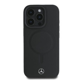 Mercedes Smooth Leather MagSafe dėklas iPhone 16 Pro - juodas