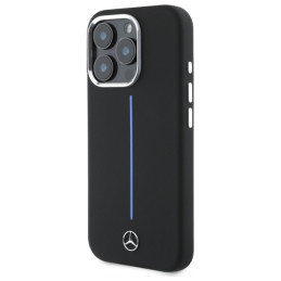Mercedes Silicone Blue Stripe MagSafe dėklas iPhone 16 Pro - juodas