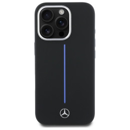 Mercedes Silicone Blue Stripe MagSafe dėklas iPhone 16 Pro - juodas