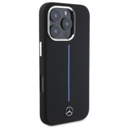 Mercedes Silicone Blue Stripe MagSafe dėklas iPhone 16 Pro - juodas
