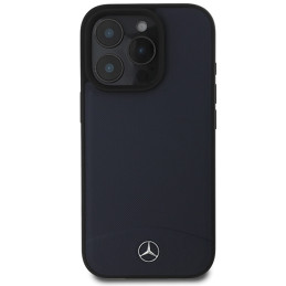 Mercedes tekstūruotos ir paprastos odos MagSafe dėklas iPhone 16 Pro Max - tamsiai mėlynas