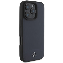 Mercedes tekstūruotos ir paprastos odos MagSafe dėklas iPhone 16 Pro Max - tamsiai mėlynas