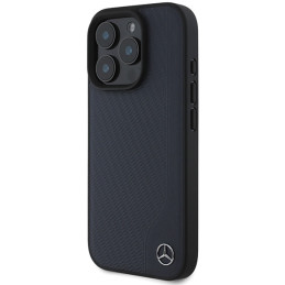 Mercedes MB Wood Imitation Leather MagSafe dėklas iPhone 16 Pro Max - tamsiai mėlynas