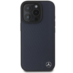 Mercedes MB Wood Imitation Leather MagSafe dėklas iPhone 16 Pro Max - tamsiai mėlynas