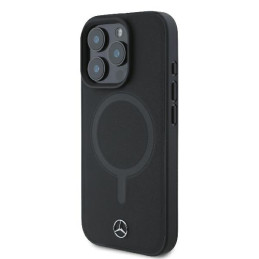 Mercedes Smooth Leather MagSafe dėklas iPhone 16 Pro Max - juodas
