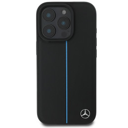 Mercedes MB Blue Line Leather MagSafe dėklas iPhone 16 Pro Max - juodas