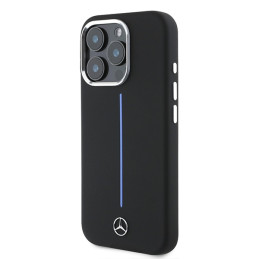Mercedes Silicone Blue Stripe MagSafe dėklas iPhone 16 Pro Max - juodas