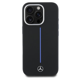 Mercedes Silicone Blue Stripe MagSafe dėklas iPhone 16 Pro Max - juodas