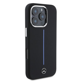 Mercedes Silicone Blue Stripe MagSafe dėklas iPhone 16 Pro Max - juodas