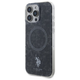 US Polo IML Ring MagSafe dėklas iPhone 16 Pro - juodas