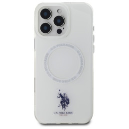 US Polo IML Ring MagSafe dėklas iPhone 16 Pro - baltas
