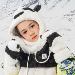 Qunature Panda slidinėjimo pirštinės vaikams ir suaugusiems, S dydis - juodos/ baltos