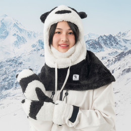 Qunature Panda slidinėjimo pirštinės vaikams ir suaugusiems, S dydis - juodos/ baltos